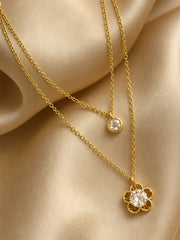 Floral Duo Layered Necklace